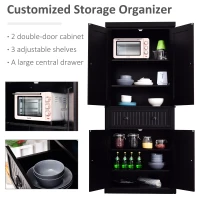HOMCOM 72" Tall Kitchen Pantry Cabinet, Modern Buffet Storage Cabinet with 4 Beadboard Doors, Drawer and Adjustable Shelves, Black(m-4)