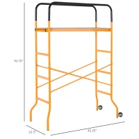 HOMCOM 4-Step Steel Scaffold Organizer Platform 2 Wheels for Easy Movement Non-Slip Design, for Indoor Outdoor Installation of Components and Parts, 45.25''x22.5''x70.75''(m-3)