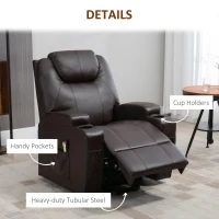 HOMCOM PU Leather Power Lift Chair for Elderly with Cup Holders Side Pockets Footrest and Remote Control (Brown)(m-8)