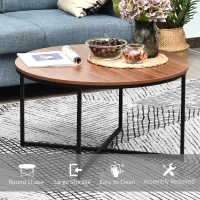HOMCOM 31.5" Round Living Room Coffee Table Home Furniture Modern Design(m-3)