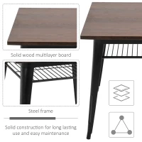 HOMCOM Industrial Dining Table Bar Table with Grid Storage Shelf, Pub Desk with Metal Frame for Living Room, Kitchen, Bedroom(m-5)