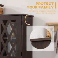 HOMCOM 72" Kitchen Pantry, Buffet with Hutch, Cupboard for Microwave, 2 Door Cabinets, Wine Glasses Rack, Wine Rack, Brown(m-7)