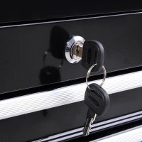 HOMCOM Tool Chest 4 Drawer Storage Toolbox Top Compartment Lockable Organizer Portable Garage Black(m-8)