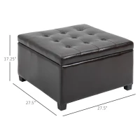 HOMCOM  Faux PU Leather Tufted Storage Ottoman Upholstered Accent Bench Seat Cube Storage Box Footrest Stool(m-3)
