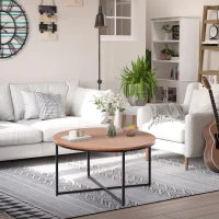 HOMCOM 31.5" Round Living Room Coffee Table Home Furniture Modern Design(m-1)