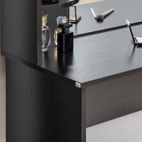 HOMCOM Vanity Desk with Mirror, Makeup Vanity with Open Shelves and Drawer, Dressing Table for Bedroom, Black(m-10)