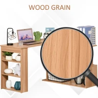 HOMCOM L Shaped Desk, 360° Rotating Corner Desk, Computer Writing Table Workstation with Storage Shelf for Home Office, Maple Brown(m-7)