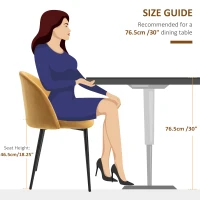 HOMCOM Set of 2 Mid-Back Dining Chair, Mid-Back Velvet-touch Upholstery Kitchen Chair for Living Room Dining Room, Yellow(m-8)