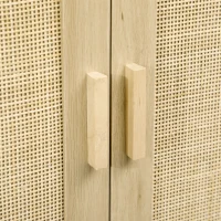 HOMCOM Wood Sideboard Accent Storage Cabinet with 2 Rattan Doors, Adjustable Shelf, and Steel Legs for Living Room Kitchen(m-10)