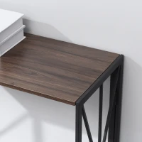 HOMCOM Foldable Console Table, Industrial Sofa Table, Narrow Farmhouse Table with Metal Frame for Living Room, Entryway, Foyer, Brown(m-8)