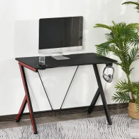 HOMCOM 41 inch Gaming Computer Desk, Home Office Gamer Table Workstation with Cup Holder and Headphone Hook(m-1)