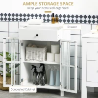 HOMCOM Kitchen Cabinet, Storage Cabinet, Sideboard Buffet Cabinet with Double Glass Doors for Kitchen, Dining Room, White(m-4)