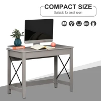 HOMCOM Rectangle Laptop Table Minimalist Style Home Office Computer Desk Writing Workstation  Grey Wood Grain(m-4)