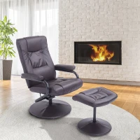 HOMCOM Contemporary Recliner Chair and Ottoman Set Swivel Armchair with Wrapped Base (Brown)(m-1)