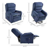 HOMCOM Electric Power Lift Recliner Velvet-Touch Fabric Chair with Remote Control for Elderly With Footrest, Reinforced Heavy Duty Reclining Mechanism, Living Room(m-3)