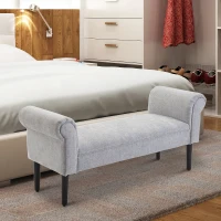HOMCOM 52" Decorative Rolled Arm Bench Bed End Seat Thick Cushioned Entryway Grey(m-1)