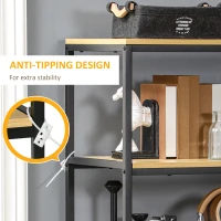 HOMCOM 4-tier Storage Shelving Unit with 2 Fabric Drawers, Modern Bookshelf with Open Shelves for Living Room, Home Office, Bedroom, Oak(m-5)