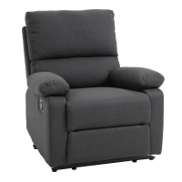 HOMCOM Single Recliner Sofa Lounge Linen Fabric Manual Adjustable Reclining Armchair with Padded Back for Home Theater, Living Room, Charcoal Grey(m-2)