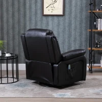 HOMCOM Deluxe Manual Recliner Electronic Heated Massage Sofa Recliner Chair Leather Lounge Black(m-8)