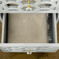 HOMCOM Modern Bedside Table, Side End Table with Drawers and Front Mirror, 15.4"x14.4"x23.6", Gray(m-10)