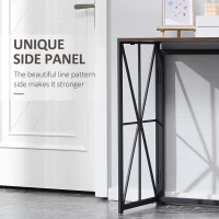 HOMCOM Foldable Console Table, Industrial Sofa Table, Narrow Farmhouse Table with Metal Frame for Living Room, Entryway, Foyer, Brown(m-4)