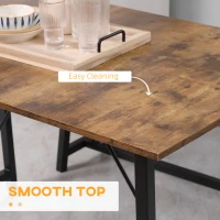 HOMCOM Industrial 3-Piece Dining Table Set, Rectangular Kitchen Table and Chairs for 4 People, Space-Saving Dinner Table with Two Benches, Rustic Brown(m-5)