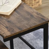 HOMCOM Nesting Tables Set of 2, Industrial Style Coffee Table Set with Metal Frame & Adjustable Foot Pads for Living Room, Bed Room, Brown(m-9)