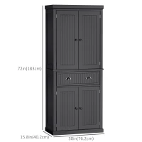 HOMCOM Tall Colonial Style Free Standing Kitchen Pantry Storage Cabinet(m-3)