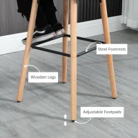 HOMCOM Bar Stool Set of 2 PU Leather Padded Counter Height Bar Stools with Footrest and Adjustable Feet for Home Kitchen White(m-6)