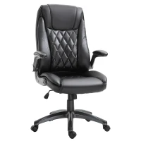 Vinsetto High-Back Office Chair Executive Swivel Computer Desk Chair, with PU Leather, Flip-up Armrest, Black(m-2)