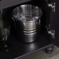 HOMCOM Modern Liquor Cabinet, Wine Cabinet with 9-Bottle Wine Rack, Kitchen Sideboard with Storage Cupboard for Home Bar, Brown(m-9)