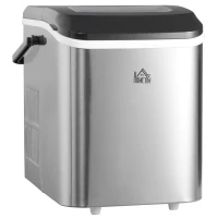 HOMCOM Portable Ice Makers Countertop, Self Cleaning Ice Machine with Ice Scoop and Basket, 9 Ice Cubes Ready in 6 Mins, 26lbs/24Hrs, 2 Sizes of Bullet Ice for Home Office, Black(m-2)