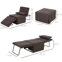 HOMCOM Sofa Bed, Convertible Chair 4 in 1 Multi-Function Folding Ottoman Modern Linen Guest Bed with Adjustable Sleeper for Small Room Apartment(m-3)