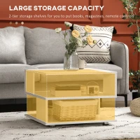 HOMCOM Modern Side Table with Storage Shelves, Square End Table for Bedroom, Living Room, Small Space, Night Stand with Adjustable Feet, White(m-5)