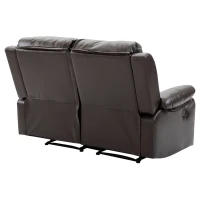 HOMCOM Double Reclining Loveseat Manual Reclining Sofa, PU Faux Leather Pullback Control with Footrest Sofa Set for Living Room, Brown(m-5)