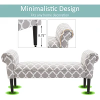 HOMCOM 52" Rolled Arm Bed Bench Bedside Footstool End of Bed Furniture Grey(m-5)