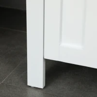 kleankin Bathroom Cabinet, Freestanding Linen Cabinet with Open Shelves, 13.8" x 11.8" x 62.4", White(m-10)