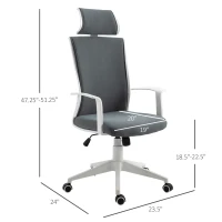 Vinsetto Office Chair High Back Mesh Office Chair 360° Swivel Rocking Height Adjustable with Headrest, Grey and White(m-3)