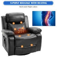 HOMCOM Deluxe Manual Recliner Electronic Heated Massage Sofa Recliner Chair Leather Lounge Black(m-6)