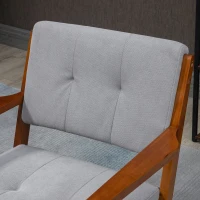 HOMCOM Armchair with Removable Seat and Back Cushion for Bedroom Tufted Living Room Chair with Faux Leather and Wood Legs Grey(m-9)