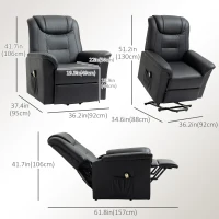 HOMCOM PU Leather Electric Power Lift Chair for Elderly with Remote Control and Footrest for Living Room (Black)(m-3)