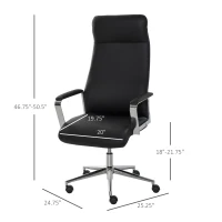 Vinsetto Office Chair Faux Leather High-Back Rocker Swivel Computer Desk Chair with Wheels, Steel Base, Black(m-3)