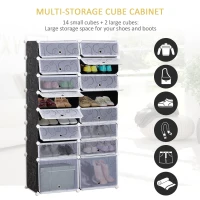 HOMCOM Cube Storage Organizer, 16-Cube Panels Closet Organizer, Modular Storage Cabinet for Bedroom, Black and White(m-7)