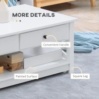 HOMCOM Coffee Table with Storage, Farmhouse Living Room Table with Drawers and Open Shelf, Centre Table with X-frames, White(m-6)