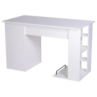 HOMCOM Computer Desk Writing Table Laptop PC Workstation with Storage Shelves Drawer Keyboard Tray Home Office White(m-5)