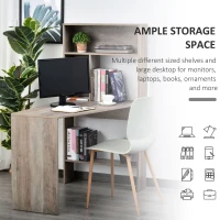 HOMCOM Nordic Style Computer Desk, Dining Table, Workstation PC Laptop Writing Table with Hutches Storage Shelf Grey(m-3)