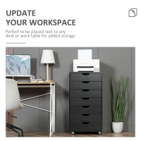 Vinsetto 7-drawer Vertical File Cabinet for Home Office, Storage Cabinet with Wheels, 18.7"x15.6"x35.4", Black(m-4)