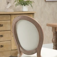 HOMCOM Set of 2 Armless Linen French Chic Dining Chair with Curved Backrest Cream(m-9)