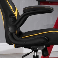 Vinsetto Office Chair Racing Vedio Gaming Faux Leather with Pedestal Base, Adjustable Head Pillow, Flip-Up Armrest, Yellow and Black(m-9)
