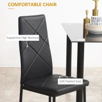 HOMCOM Modern Dining Table Set for 4, Space-Saving 5 Pieces Kitchen Table Set with Rectangle Table and Steel Frame, Black(m-5)